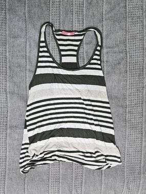 Striped Racerback Tank Top - Green & White